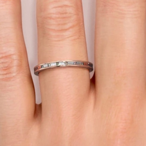 3 Channel Set Eternity Stackable CZ Ring Rose Gold - Picture 3 of 8